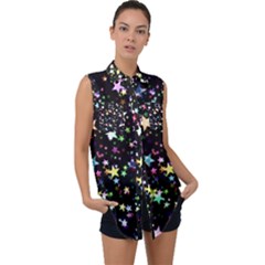 Wallpaper Star Advent Christmas Sleeveless Chiffon Button Shirt