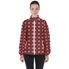 Christmas Paper Wrapping Pattern High Neck Windbreaker (women)