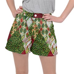 Christmas Quilt Background Stretch Ripstop Shorts