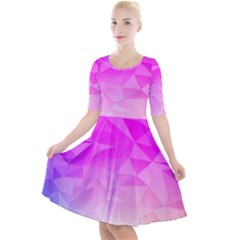 Low Poly Triangle Pattern Quarter Sleeve A-line Dress