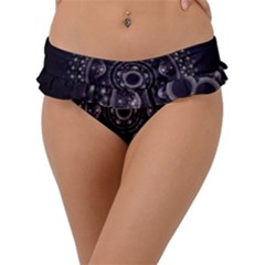 Fractal Mandala Circles Purple Frill Bikini Bottom