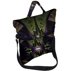 Fractal Green Tin Pattern Texture Fold Over Handle Tote Bag by Wegoenart