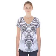 Fractal Delicate Intricate Short Sleeve Front Detail Top