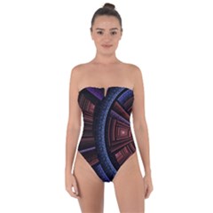 Fractal Circle Pattern Curve Tie Back One Piece Swimsuit by Wegoenart