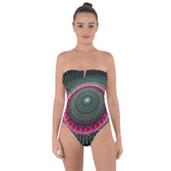 Fractal Circle Fantasy Texture Tie Back One Piece Swimsuit by Wegoenart