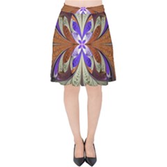 Fractal Splits Silver Gold Velvet High Waist Skirt