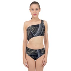 Fractal Circle Circular Geometry Spliced Up Two Piece Swimsuit by Wegoenart