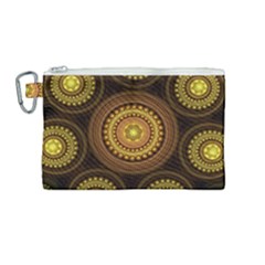 Fractal Yellow Gold Circles Canvas Cosmetic Bag (medium) by Wegoenart