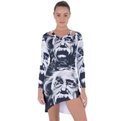 Albert Einstein Street Art Asymmetric Cut-out Shift Dress by Wegoenart