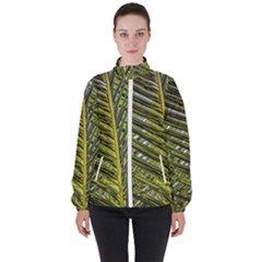 Palm Fronds Palm Palm Leaf Plant High Neck Windbreaker (women) by Wegoenart