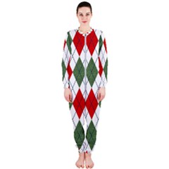 Red Green White Argyle Navy Onepiece Jumpsuit (ladies)  by Wegoenart