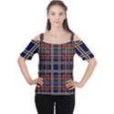 Plaid Tartan Scottish Navy Gold Cutout Shoulder Tee View1