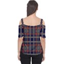 Plaid Tartan Scottish Navy Gold Cutout Shoulder Tee View2