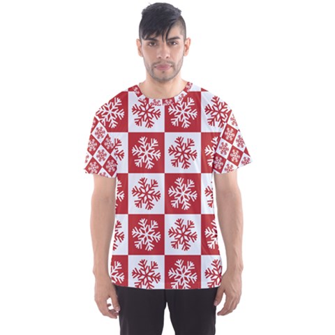 Snowflake Red White Men s Sports Mesh Tee by Wegoenart