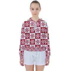 Snowflake Red White Women s Tie Up Sweat