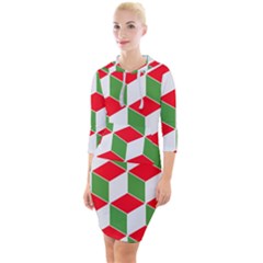 Christmas Abstract Background Quarter Sleeve Hood Bodycon Dress