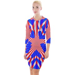 Star Explosion Burst Usa Red Quarter Sleeve Hood Bodycon Dress by Wegoenart