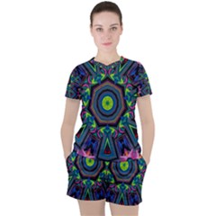 Abstract Art Background Women s Tee And Shorts Set