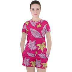 Autumn Dried Leaves Dry Nature Women s Tee And Shorts Set