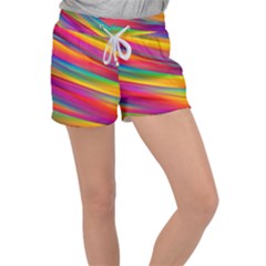 Colorful Background Women s Velour Lounge Shorts