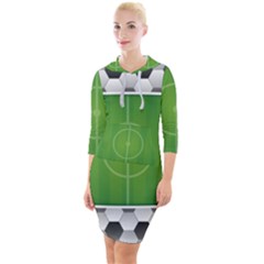 Background Sports Soccer Football Quarter Sleeve Hood Bodycon Dress