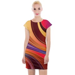 Abstract Colorful Background Wavy Cap Sleeve Bodycon Dress