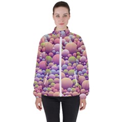 Abstract Background Circle Bubbles High Neck Windbreaker (women)