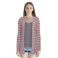 Background Abstract Colorful Drape Collar Cardigan by Wegoenart