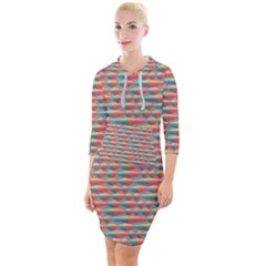 Background Abstract Colorful Quarter Sleeve Hood Bodycon Dress