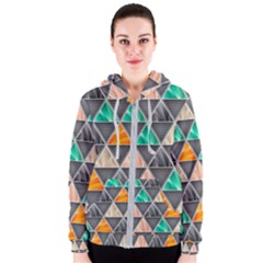 Abstract Geometric Triangle Shape Women s Zipper Hoodie by Wegoenart