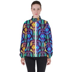 Pattern Background Bright Blue High Neck Windbreaker (women)