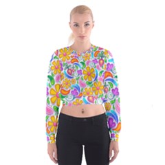 Floral Paisley Background Flower Cropped Sweatshirt