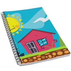 Kawaii Caricature Sun Nature City 5 5  X 8 5  Notebook