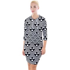 Background Triangle Circle Quarter Sleeve Hood Bodycon Dress