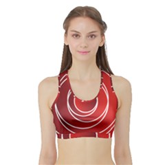 Background Circles Red Sports Bra With Border by Wegoenart