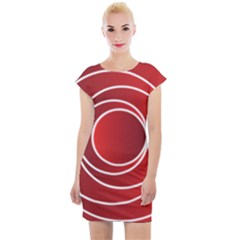 Background Circles Red Cap Sleeve Bodycon Dress