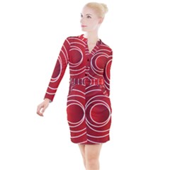 Background Circles Red Button Long Sleeve Dress by Wegoenart