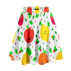 Pattern Fruit Fruits Orange Green High Waist Skirt by Wegoenart