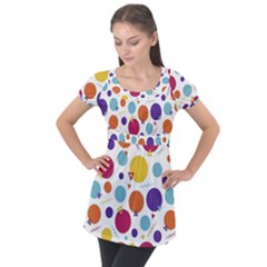 Background Background Polka Dot Puff Sleeve Tunic Top