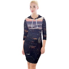 New York Manhattan Evening Dusk Quarter Sleeve Hood Bodycon Dress