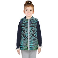 Abstract Background Rainbow Metal Kids  Hooded Puffer Vest by Wegoenart