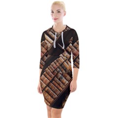 Books Bookshelf Classic Collection Quarter Sleeve Hood Bodycon Dress