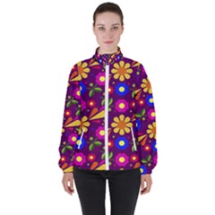 Pattern Illustration Background High Neck Windbreaker (women)