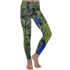 Peacock Close Up Plumage Bird Head Kids  Lightweight Velour Classic Yoga Leggings