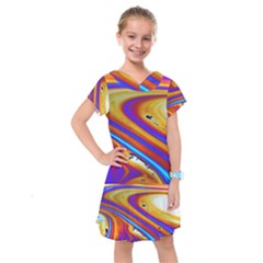 Soap Bubble Color Colorful Kids  Drop Waist Dress by Wegoenart