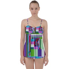 Fractal Gradient Colorful Infinity Art Babydoll Tankini Set