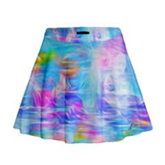 Background Drips Fluid Colorful Mini Flare Skirt by Wegoenart