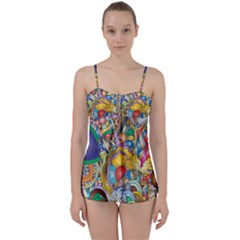 Floral Flourish Hearts Love Babydoll Tankini Set