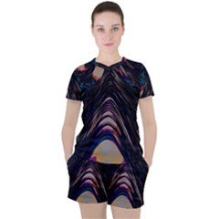 Pattern Texture Fractal Colorful Women s Tee And Shorts Set