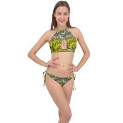 Fractal Mobius Dragon Marijuana Cross Front Halter Bikini Set by Wegoenart